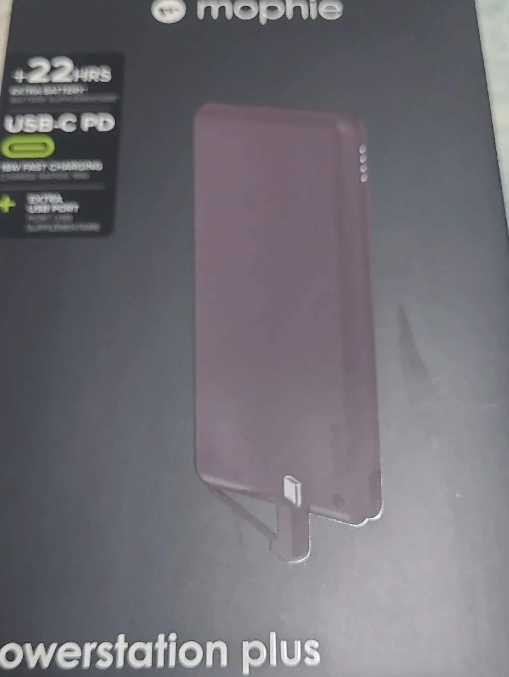 Mophie Powerstation Plus Portable Charger -Black +22HRS USB-C PD+ EXTRA USB PORT